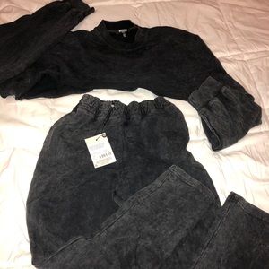 Misguided petite crop sweat and jogger set